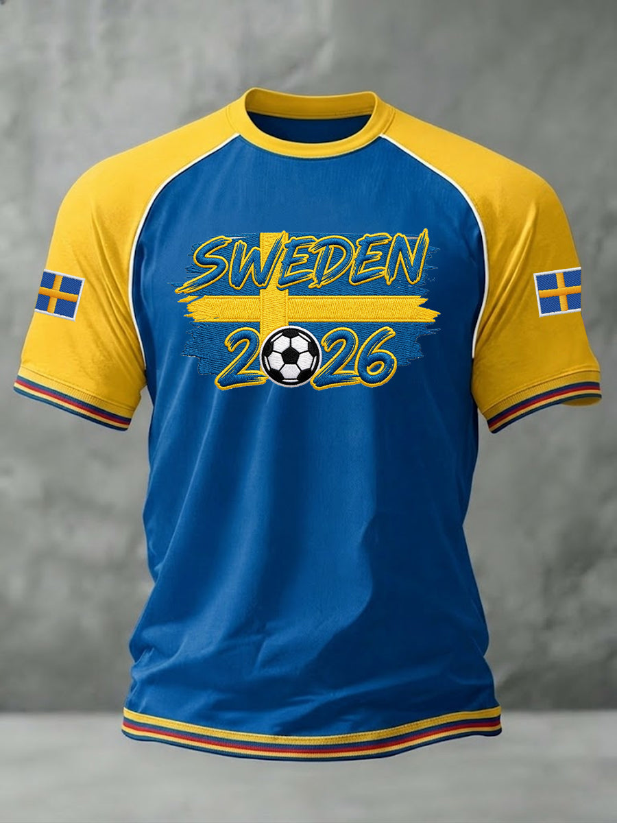 Men's Swedish Football Printed Casual short sleeves t-shirt