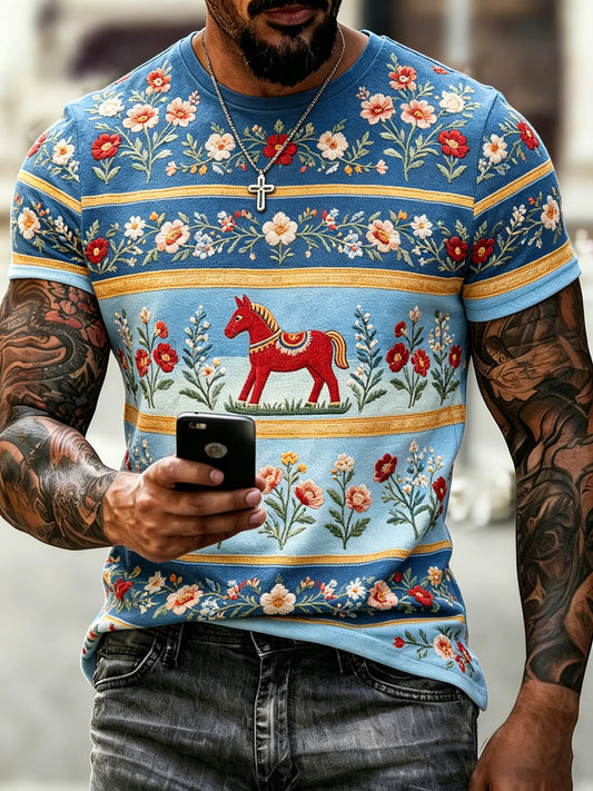 Men's Swedish Flag Color Scheme Art Print T-Shirt
