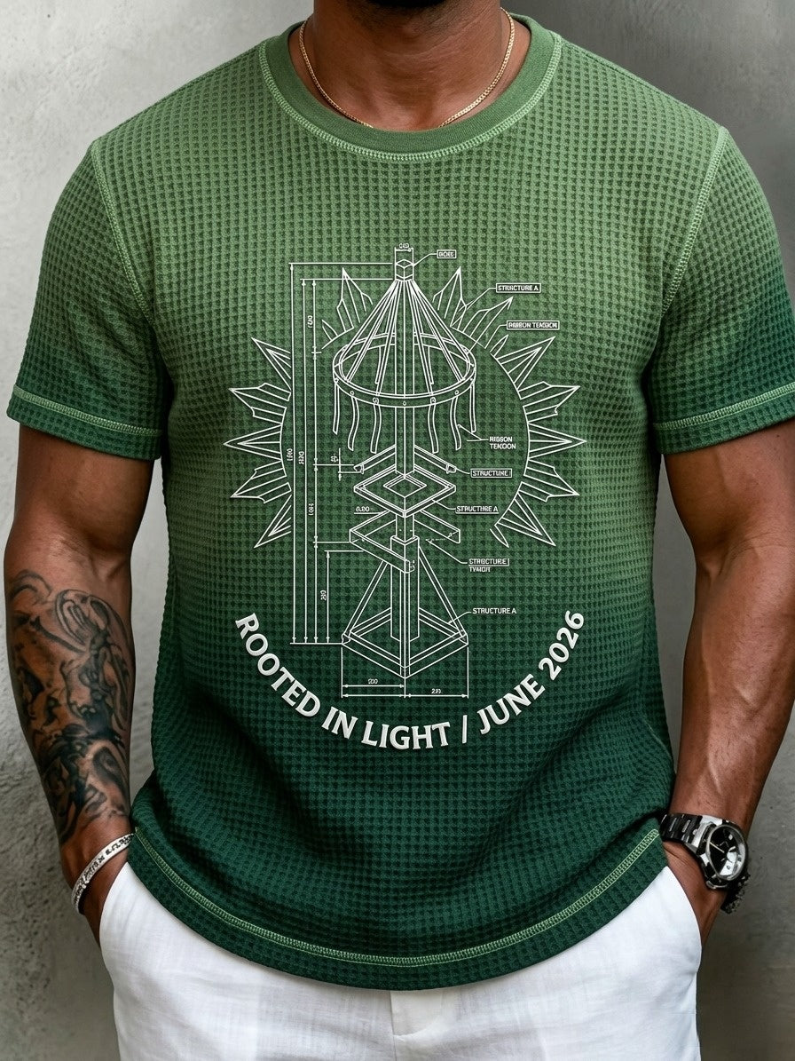 Men's Retro Swedish Midsummer Folk Floral  Waffle Short-Sleeve T-Shirt