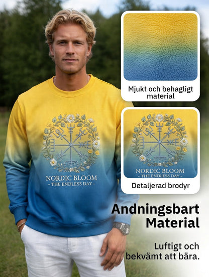 Men's Vintage Swedish Midsummer Vegvisir Flower Crown Long Sleeve Sweatshirt