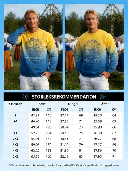 Men's Vintage Swedish Midsummer Vegvisir Flower Crown Long Sleeve Sweatshirt