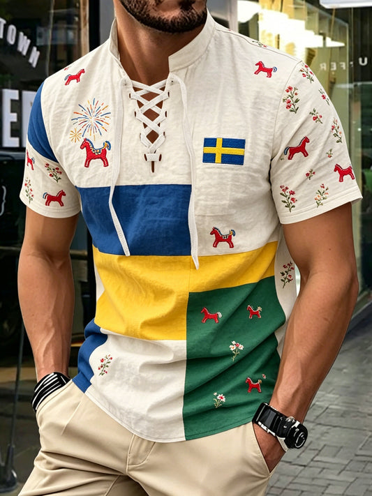Men's Swedish Midsummer Art Print Short-Sleeve T-Shirt