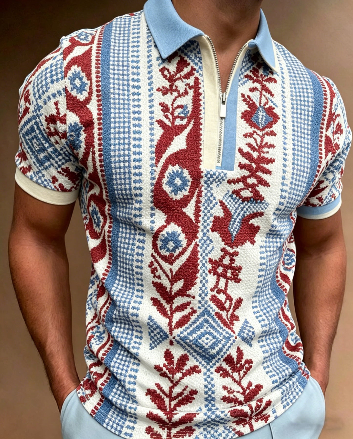 Men's Swedish Midsummer Festival Commemorative Art Print Short-Sleeve Polo