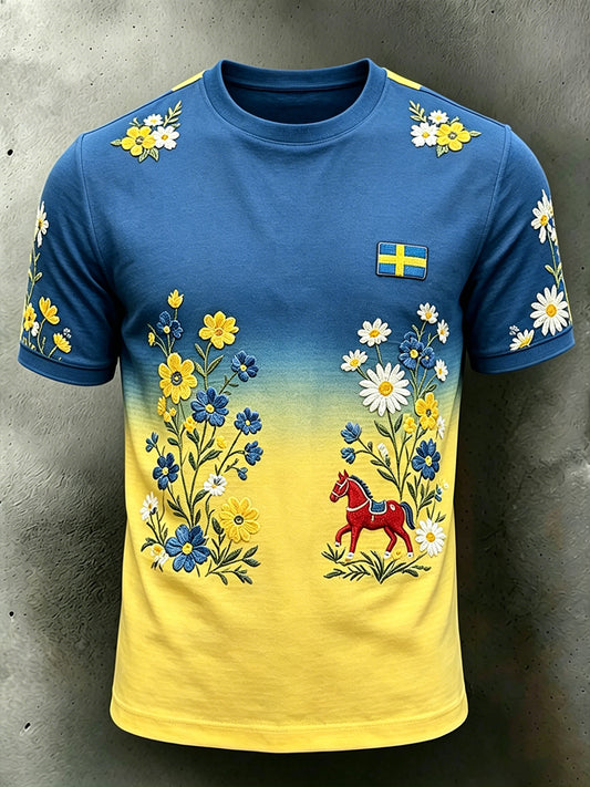 Men's Midsummer Floral Gradient Short-Sleeve T-Shirt