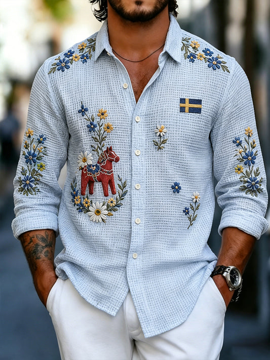 Men's Midsummer Floral Long-Sleeved Shirt