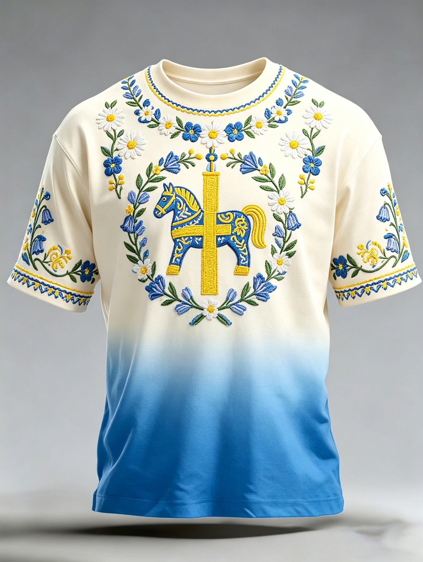 Men's Swedish Midsummer Festival Commemorative Art Print Short-Sleeve T-Shirt