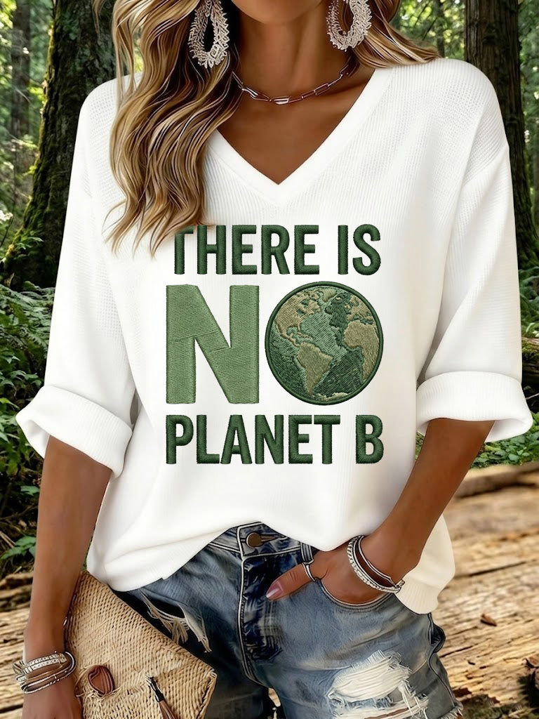 Women's There Is No Planet B Printed Waffle T-shirt