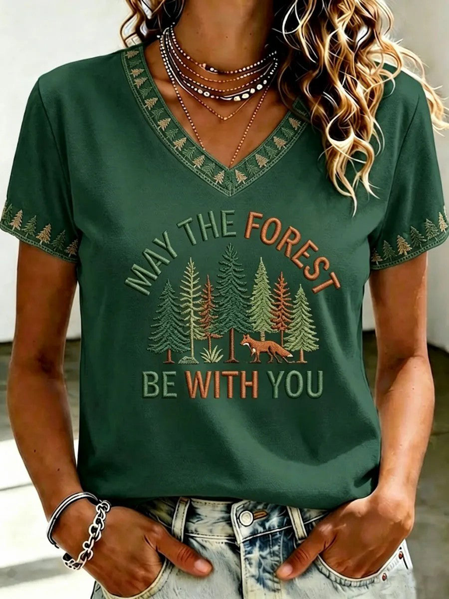 Women's May The Forest Be With You Print T-shirt