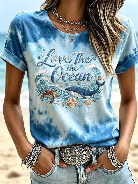 Women's World Oceans Day Printed T-Shirt