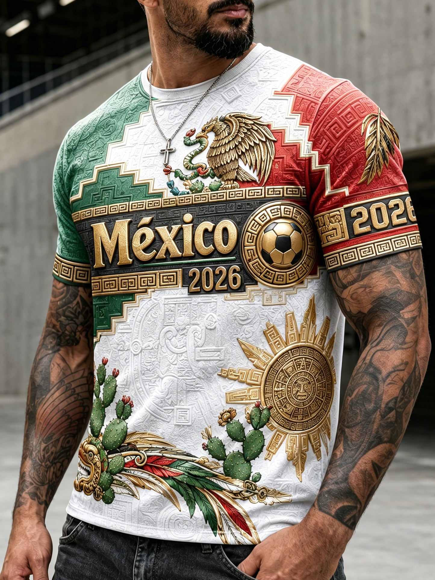 Men's Mexican Football Match Cheering Art Print T-Shirt