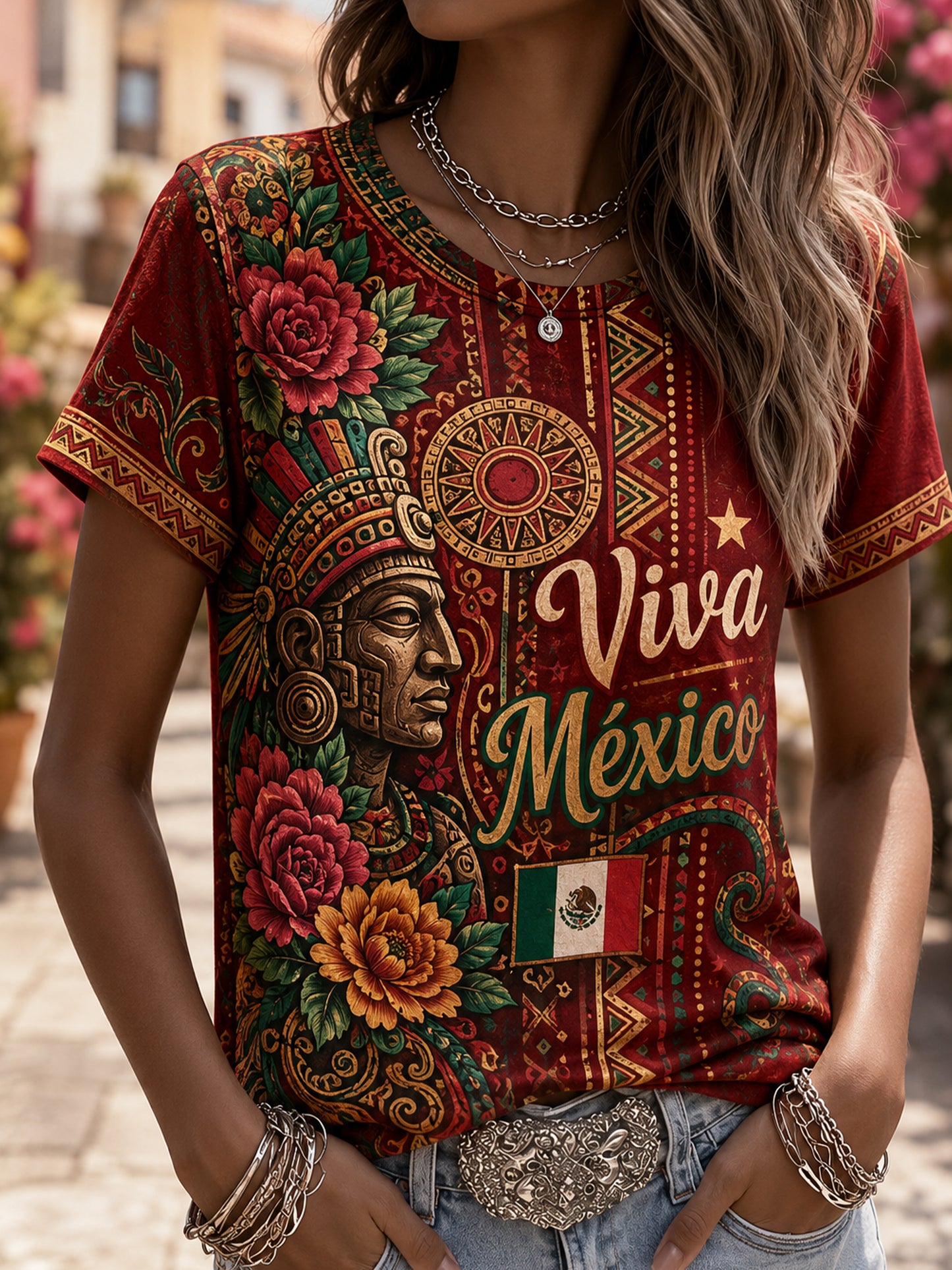 Women's Mexican Football Match Cheering Art Print T-Shirt