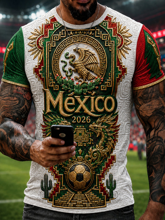 Men's Mexican Football Match Cheering Art Print T-Shirt