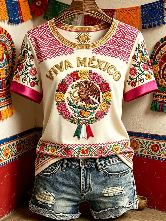 Women's Fashion Mexican Football Print T-Shirt