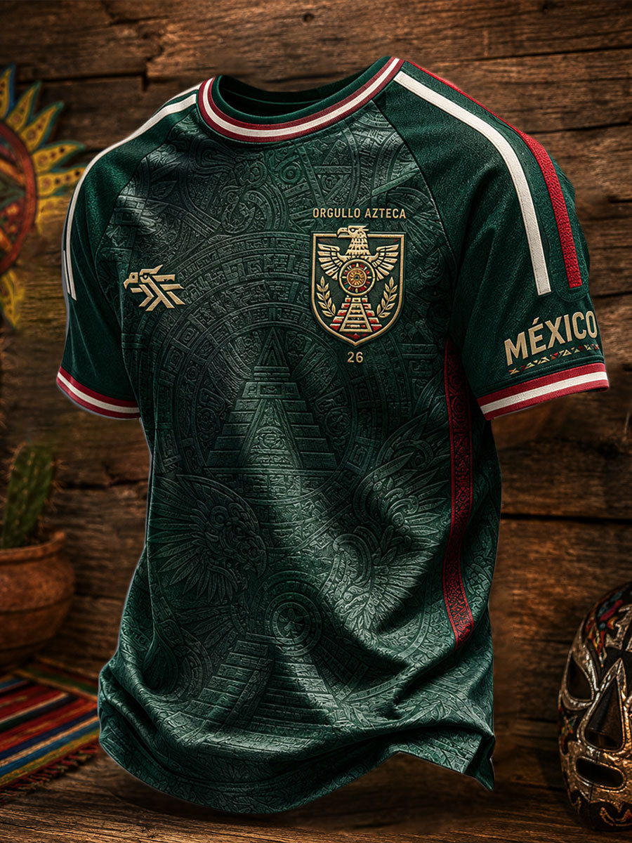 Men's Mexico Football Lover Art Printed T-shirt