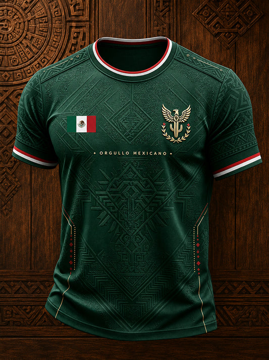 Men's Mexico Football Lover Art Printed T-shirt