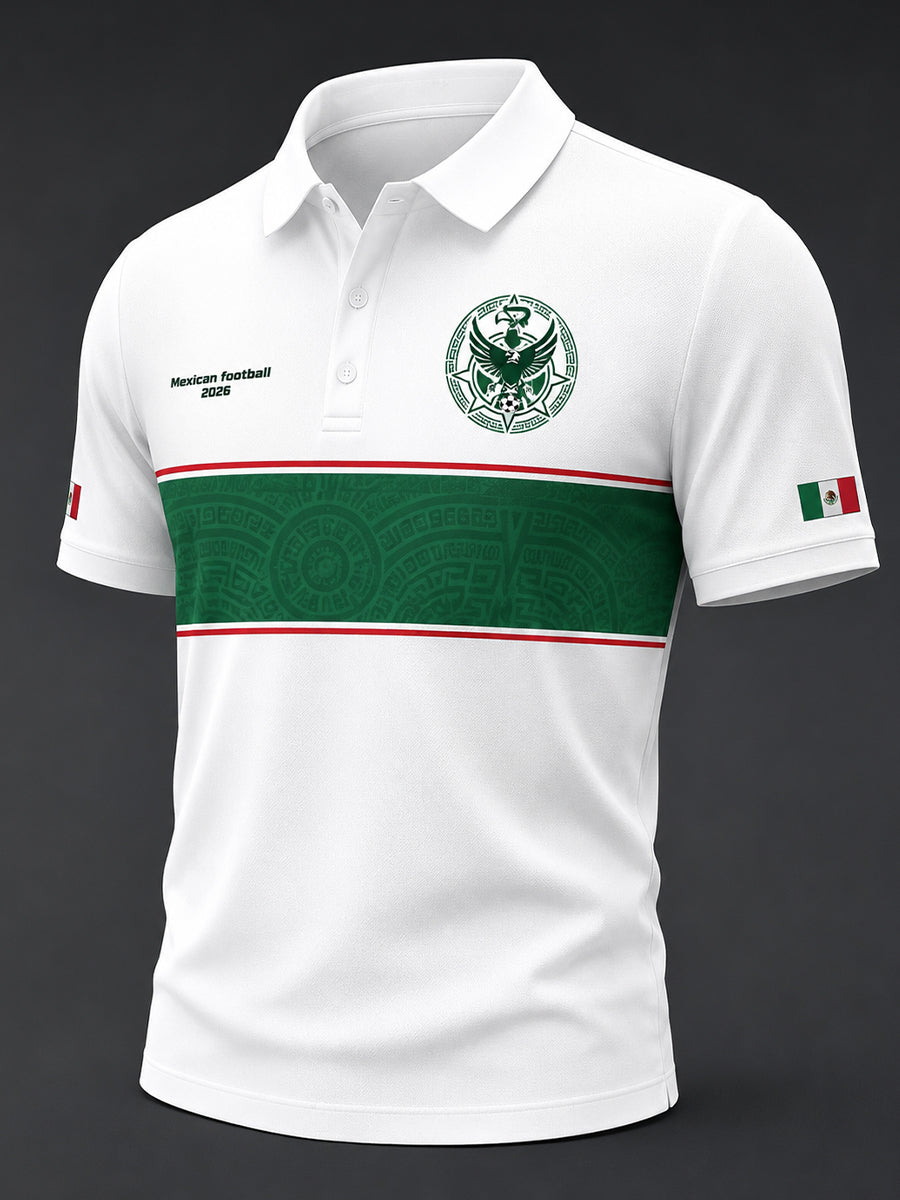 Men's Mexican Football Match Cheering Element Art Print Polo Shirt
