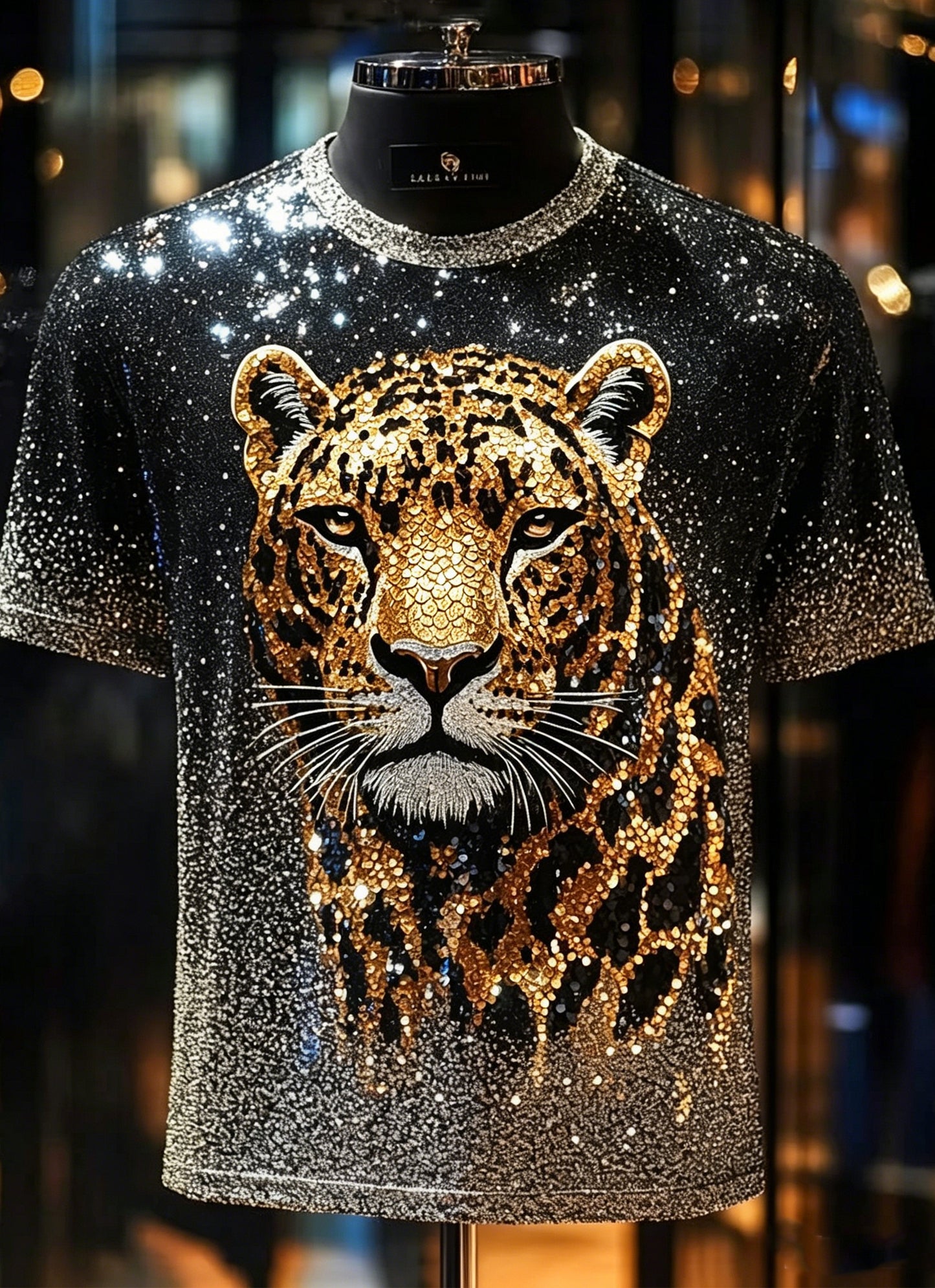 Men's Animal Leopard Printed Vintage Fashion Loose Short Sleeve T-Shirt