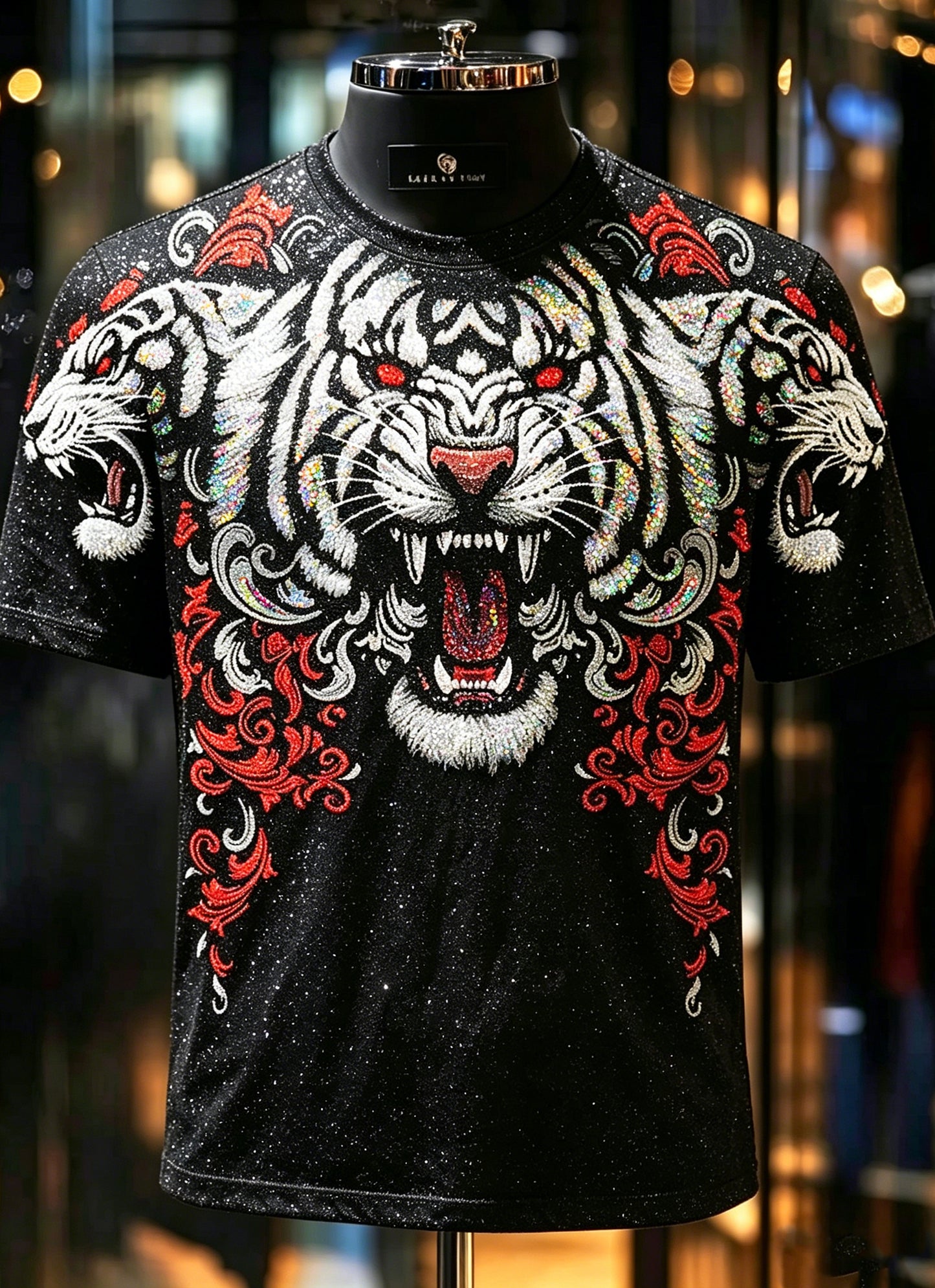 Men's Animal Lion Printed Vintage Fashion Loose Short Sleeve T-Shirt