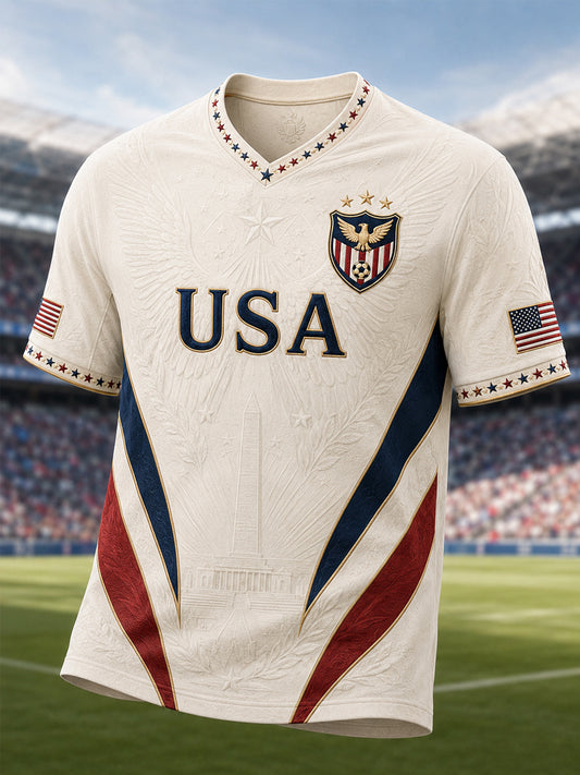 Men's Gift For Soccer Fans Print Casual V-Neck Tee