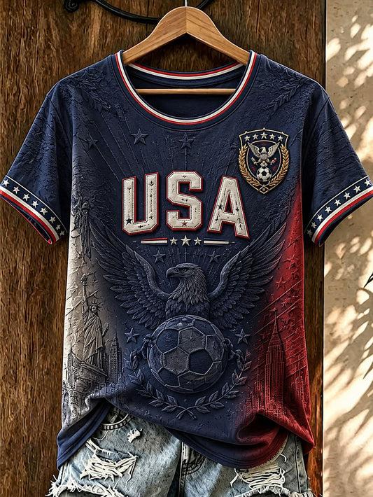 Women's USA Football Printed T-shirt