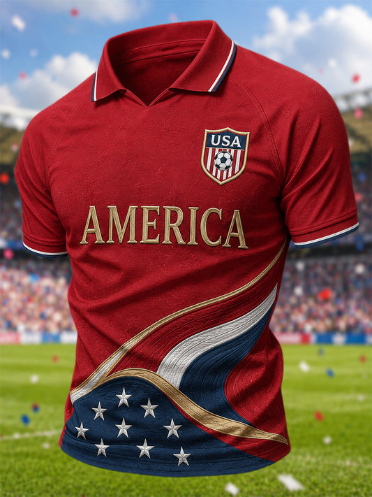 Men's Gift For Soccer Fans Print Casual Polo