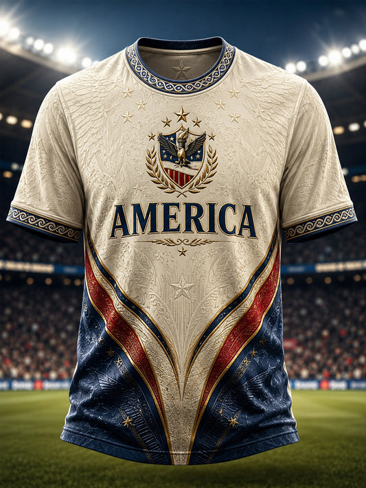Men's America Print Casual Tee