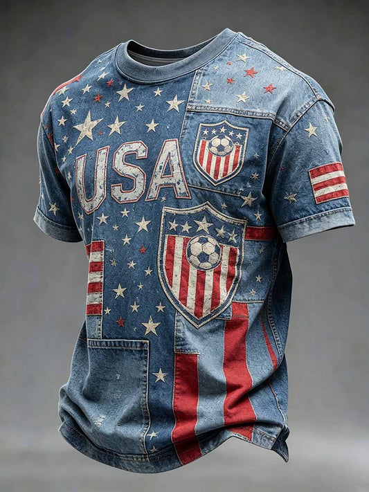 Men's Fashion American Football Print T-Shirt