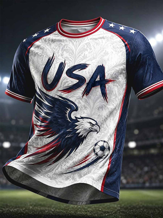 Men's Fashion American Football Print T-Shirt