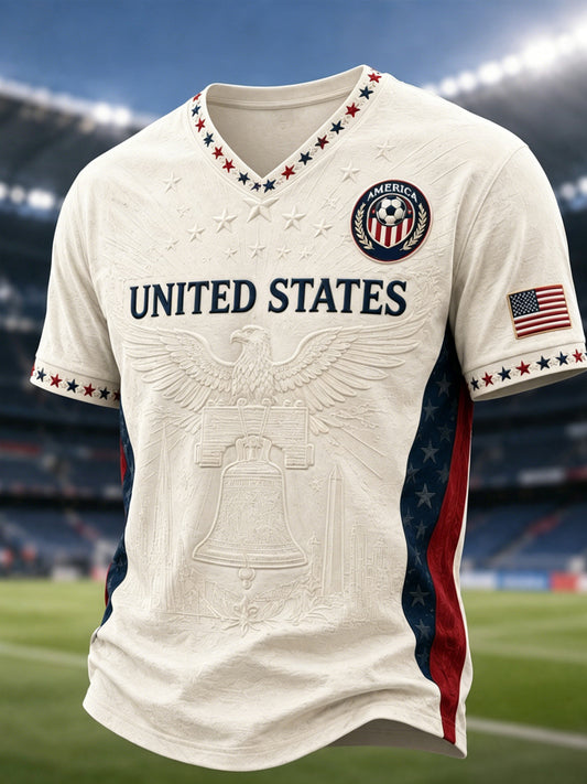 Men's Gift For Soccer Fans Print Casual V-Neck Tee