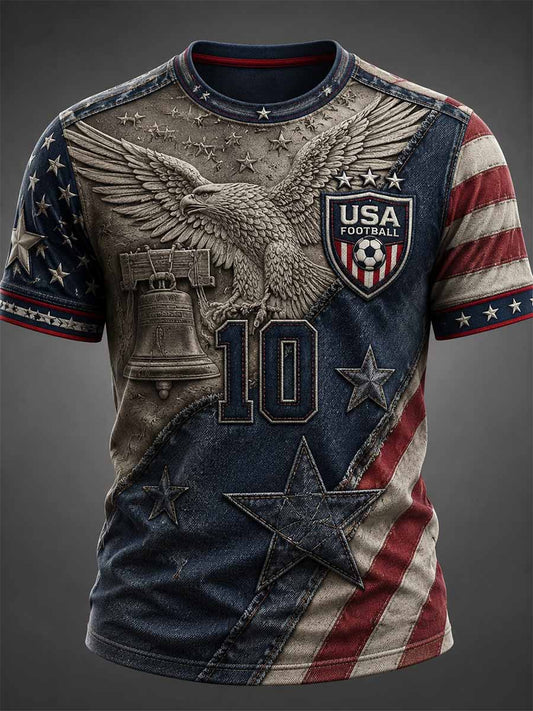 Men's Fashion American Football Print Casual T-Shirt