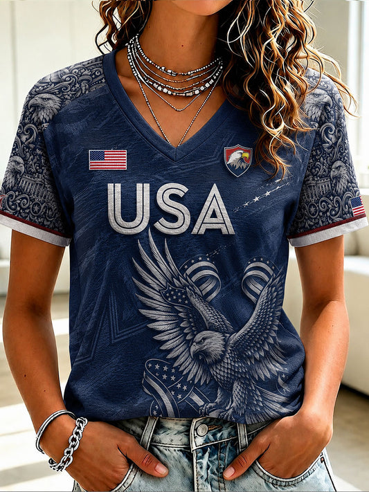 Women's USA Soccer V-neck T-shirt