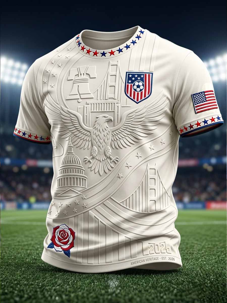 Men's Fashion American Football Print Casual T-Shirt
