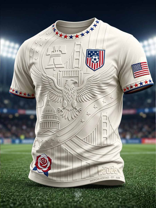 Men's Fashion American Football Print Casual T-Shirt