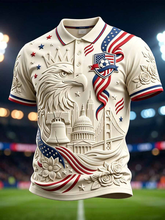 Men's American Football Printed Casual Polo Shirt
