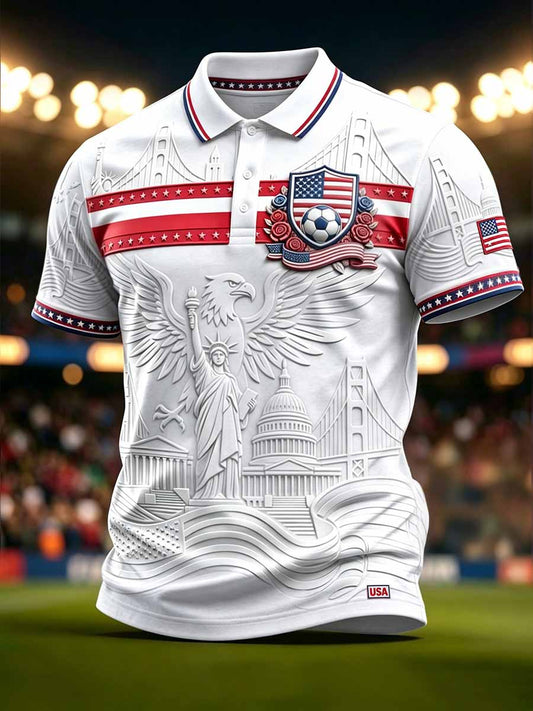 Men's American Football Printed Casual Polo Shirt