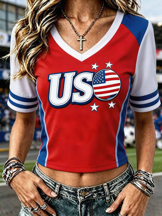 Women's American Football Print Casual T-Shirt