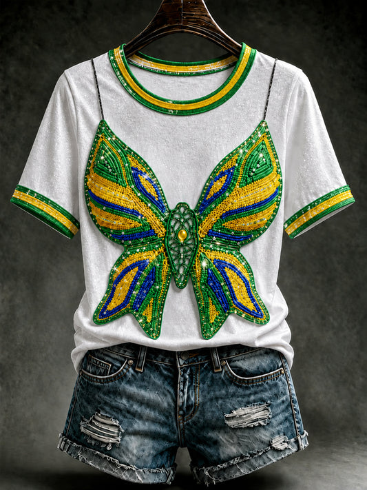 Women's Brazil Football Fan Gift Art Short Sleeve T-shirt