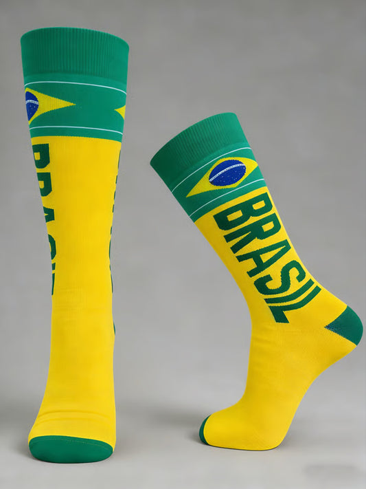 Comfortable Brazil Football Fan Gift Printed  Socks