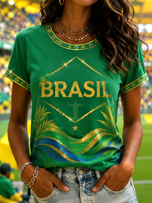 Women's Brasil Print Casual Tee