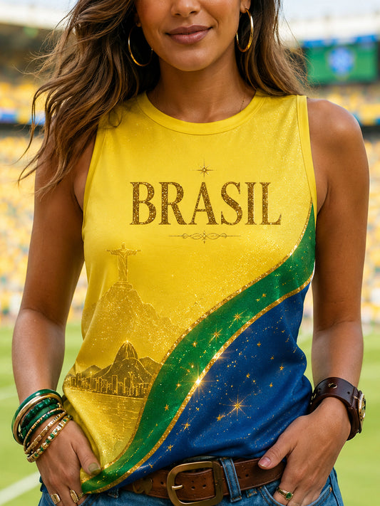 Women's Brasil Print Casual Vest