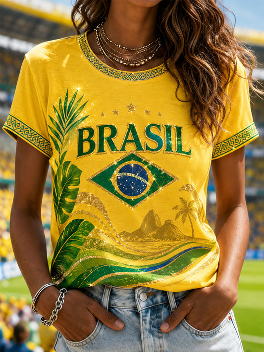 Women's Brasil Print Casual Tee