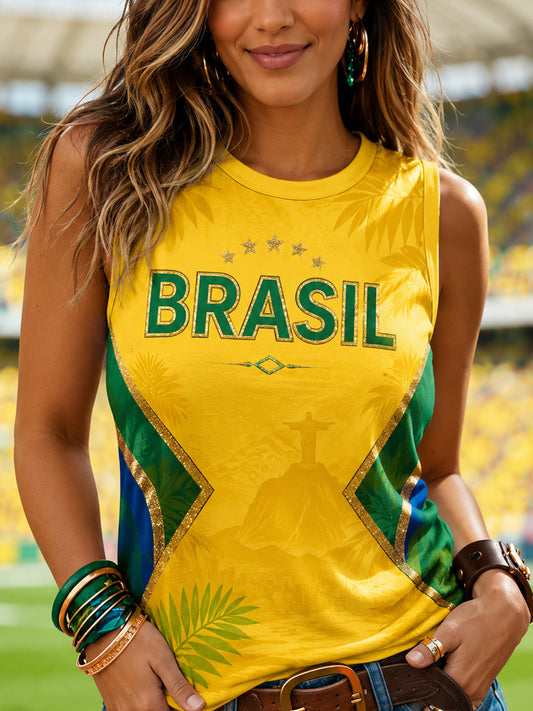 Women's Brasil Print Casual Vest