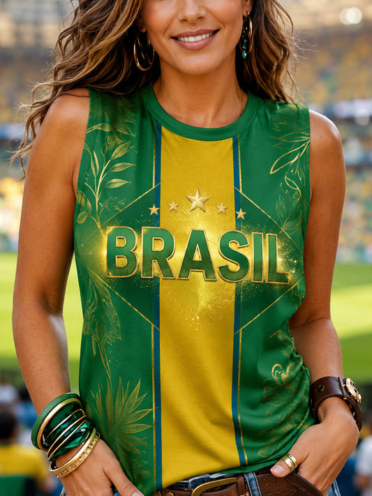 Women's Brasil Print Casual Vest