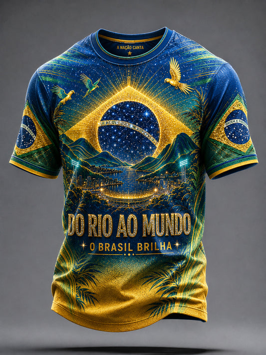 Men's Brazil Football Lover Aart Printed T-shirt