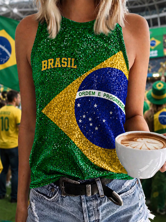 Women's Brazil Football Fan Gift Art Print  Vests