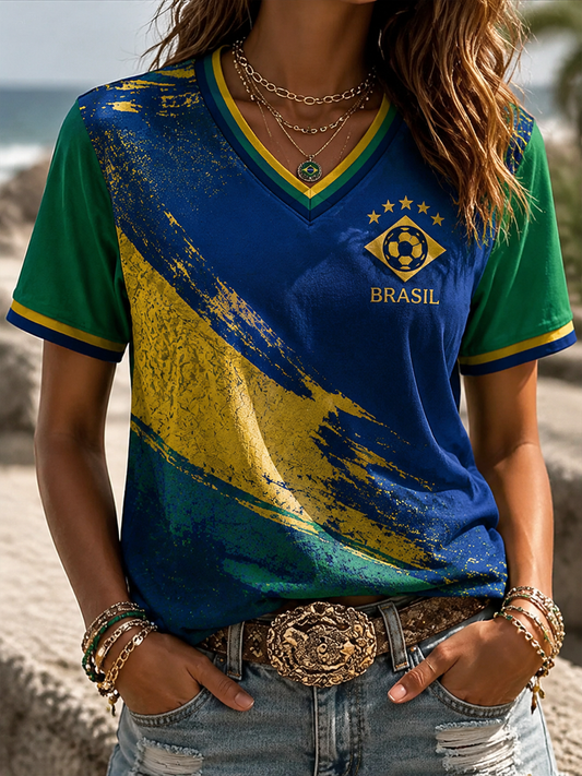 Women's Brazil Printed short-sleeved T-shirt