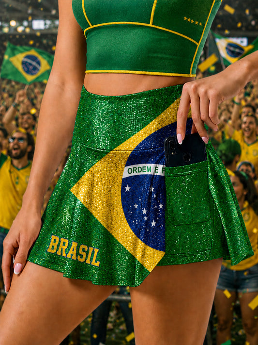 Women's Brazil Football Fan Gift Art Skirt