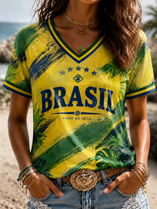 Women's Brazil Printed short-sleeved T-shirt