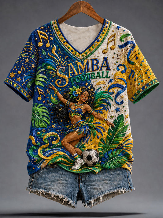 Women's Samba Football Short-sleeved T-shirt
