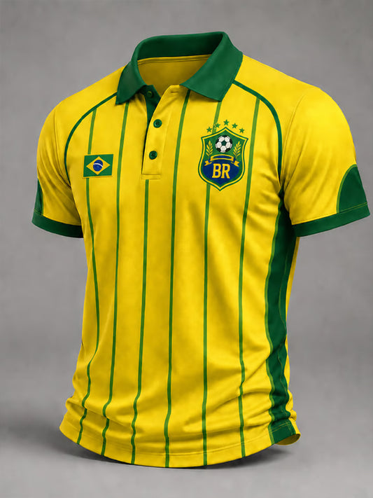 Men's Brazil Football Fan Gift Printed Short Sleeve Top